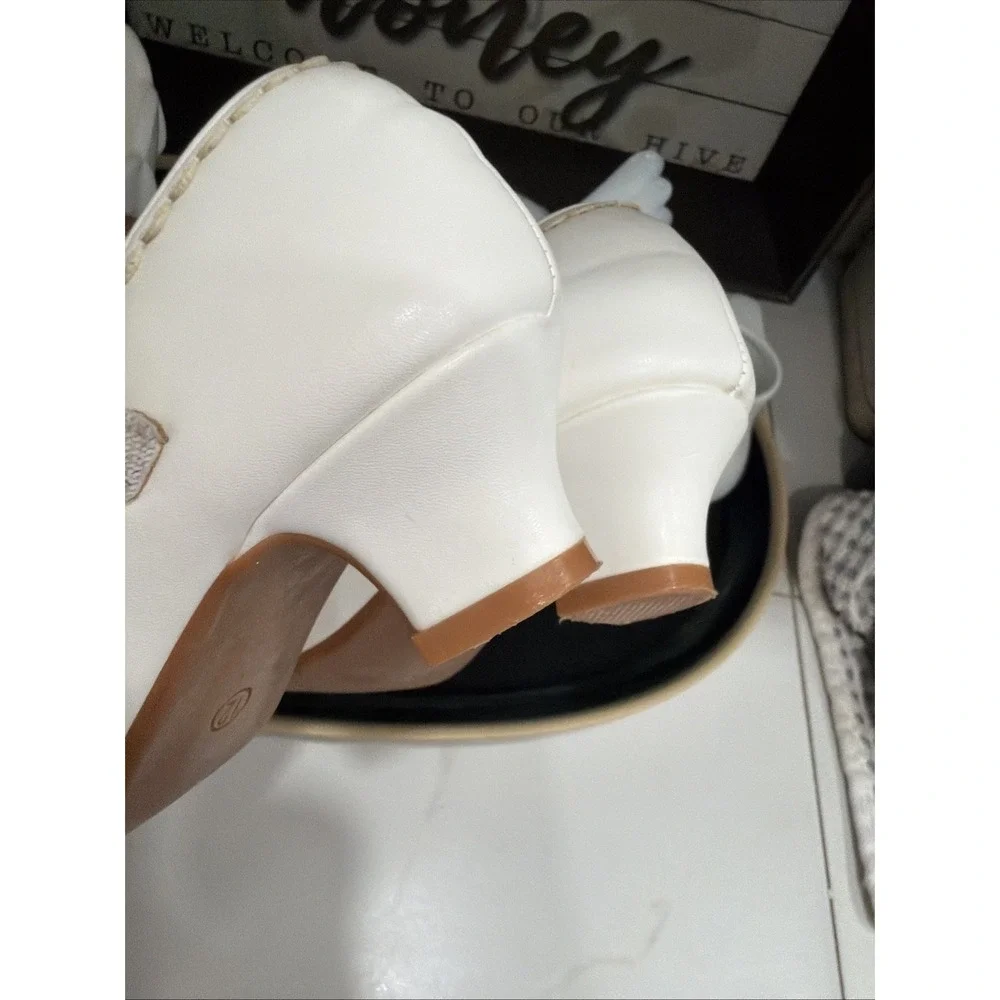 Hehainom Little Girls Emily Strap Mary Jane Shoe Bow Rhinestone Heart 12 White